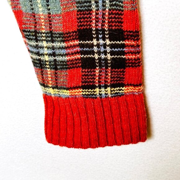 Vintage Polo Ralph Lauren Wool/Camel Hair Sweater Tartan Plaid Suede Elbow Patch - Picture 6 of 8